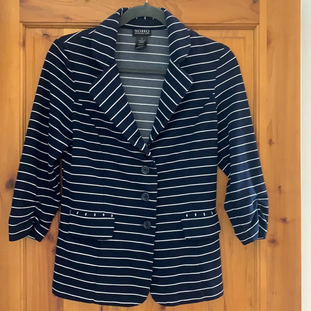 Blue with white striped blazer